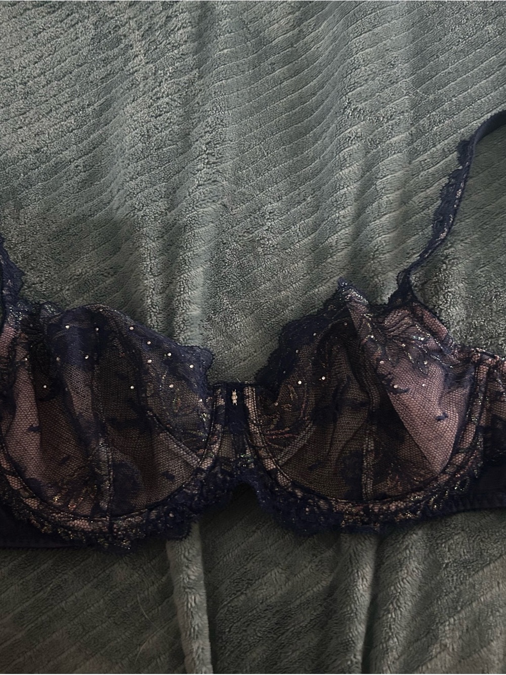 Victoria's Secret Navy Sheer Embroidered Underwire Bra